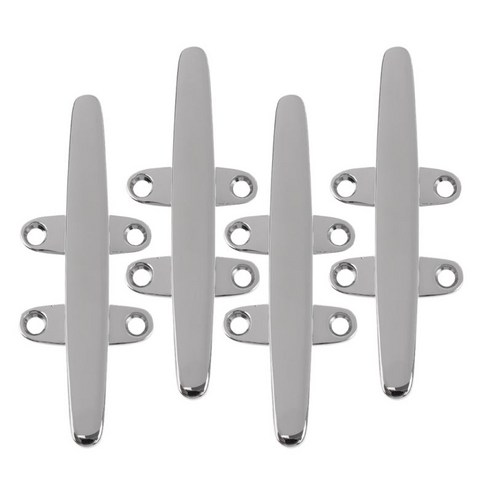 4 pcs 316 스테인레스 스틸 헤비 듀티 할로우베이스 보트 도크 로프 클리트 8 인치 (200mm)-마린 그레이드 데크, 실버