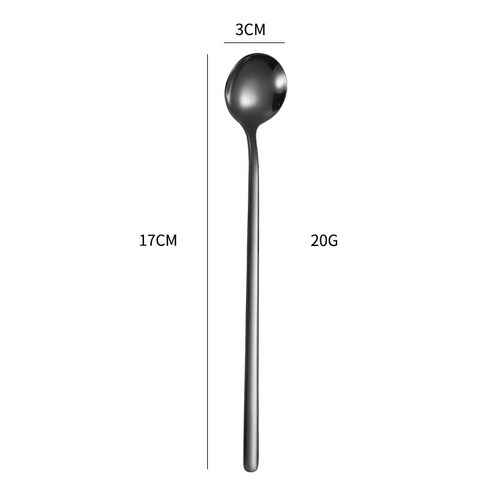 다나에 작은 스테인레스 스틸 스푼 볶음 커피 스푼, 304스틸-17cm-블랙