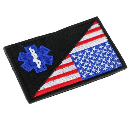 생명의 별 배지 후크 및 루프 패치 3x2가 있는 미국 미국 국기", 2, 폴리 에스터