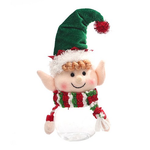 TeeFly 크리스마스 장식 귀여운 엘프 사탕 항아리 저장 병 트리 펜던트 벽 또는 문에 매달려, 녹색 모자 캔디 냄비 /
