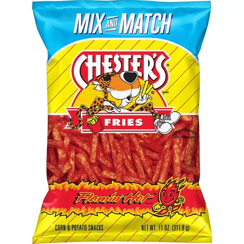 Chester's Flamin' Hot Fries 맛 옥수수 & 감자 스낵 백 5.25 Oz Chester's Flamin' Hot Fries Flavored Corn & Po, 1개