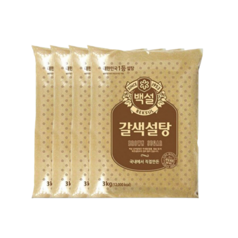 백설 갈색설탕, 3kg, 4개