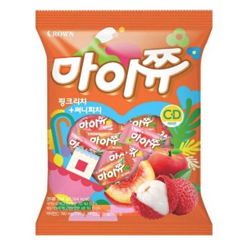 크라운 마이쮸 핑크리치 + 써니피치 284g 트랜디한 과일맛, 284g, 1개