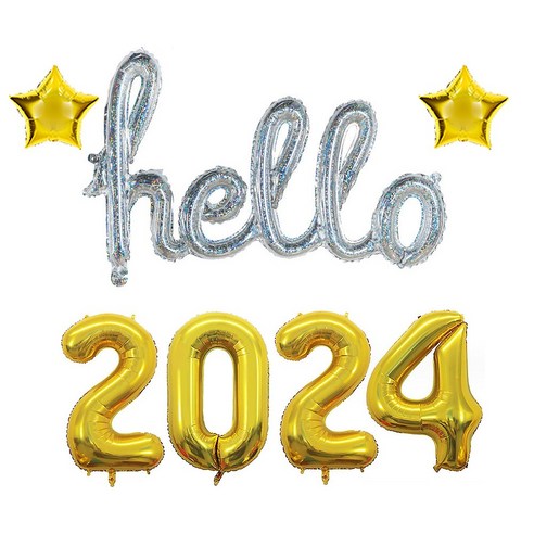 올리브파티 2024 신년 파티 용품 풍선 세트 패키지, 1세트, 골드