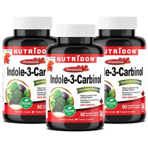 Nutridom (3병 특가) 여성용 인돌3카비놀 400mg 고농축 순수 인돌3 60캡슐 N232
