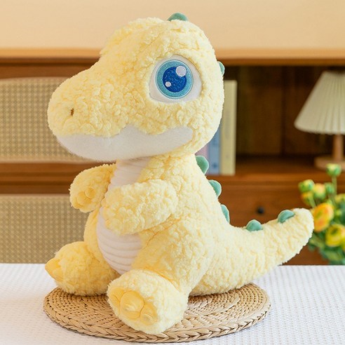 귀여운 큰눈 공룡 인형 티라노사우루스 아기 생일선물, 노란색, 38cm