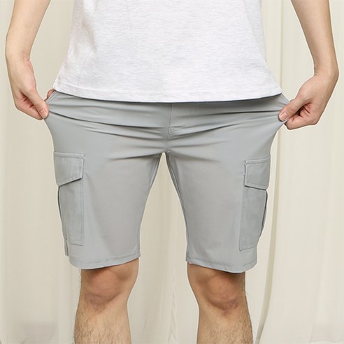 도크네 여름 아이스 스판 밴딩 카고 반바지 S~2XL