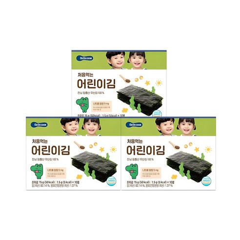 베베쿡 처음 먹는 어린이김, 오리지널, 3개, 15g