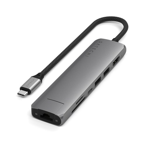 사테치 C타입 7in1 알루미늄 초슬림 이더넷 멀티 허브: 당신의 디지털 라이프를 확장하다 사테치허브