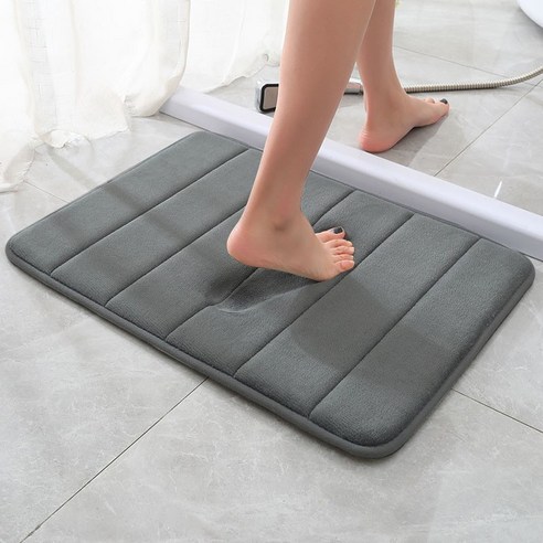 티아오 50*80cm 고밀도 메모리폼 흡수 미끄럼방지 욕실/화장실 매트, 줄무늬 다크 그레이