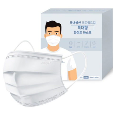 프로월드컵 특대형 화이트마스크 100매입, 1개