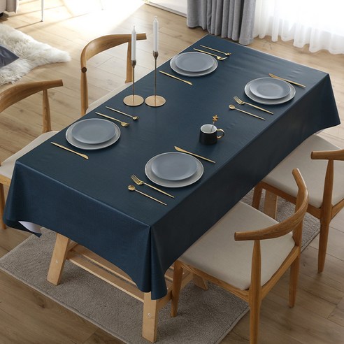 식탁보 심플 방수 가정용 테이블보 식탁커버 슬림소녀 Tablecloth, 네이비, 120*180cm, 1개