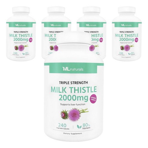 마이라이프내추럴스 트리플 스트렝스 밀크 씨슬 2000mg 베지터블 캡슐, 5개, 240정