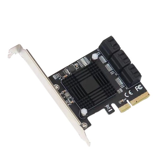 Xzante PCI-E - 6포트 SATA 3.0 확장 카드 컴퓨터 어레이 어댑터 고속 카드, 검정