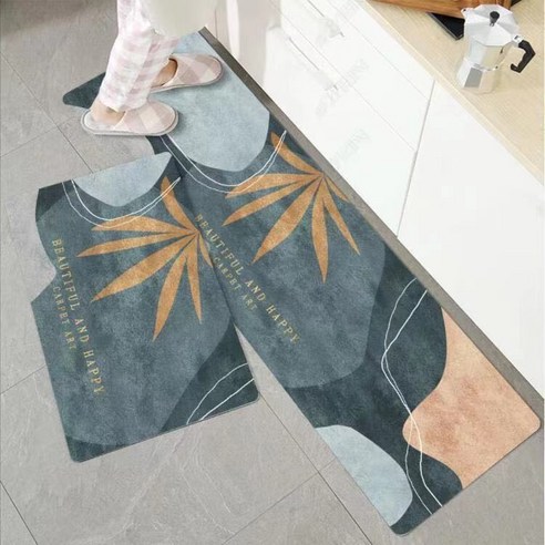 부엌 바닥 깔개 카펫 흡수 흡유 방수 방유 미끄럼 방지 패드 긴 줄 내장 세탁 면제 닦을 수 있다, L4