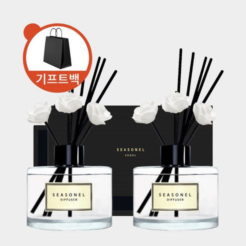 시즈넬 블랙라벨 선물세트 디퓨저 미니로즈 200ml x 2세트, 그린애플향