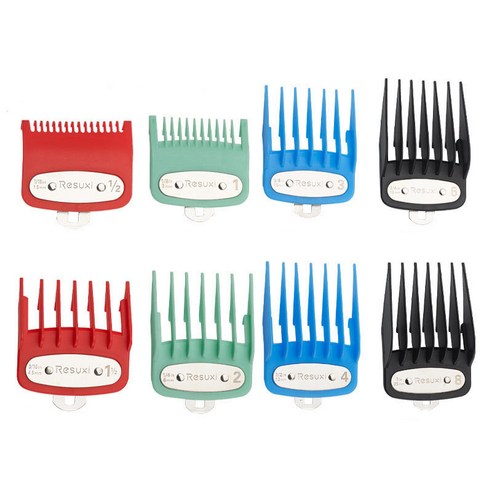AFBEST RESUXI 8PCS 전문 헤어 클리퍼 금속 클립 가이드 제한 빗 가드 wahl 용 도구 세트, 여러 가지 빛깔의