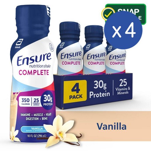 엔슈어 컴플리트 뉴트리션 쉐이크 바닐라 296ml x 4 4팩 Ensure COMPLETE Nutrition Shake Vanilla, 4개