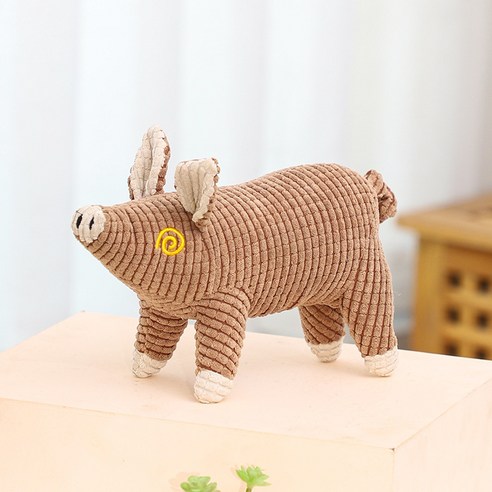 강아지 돼지 삑삑이 노즈워크 인형 장남감 15 *24 CM, 브라운