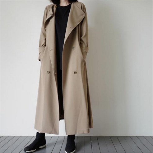 YY 초가을 재킷 코트 여성용 한국식 무릎 긴 한국식 레이스 업 우아한 캐주얼 슬리밍 바지 유행 재킷