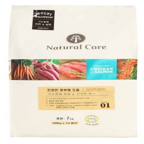 네츄럴코어 강아지사료 치킨&연어 7kg 유기농70% 개별포장, 5kg, 1개, 연어+치킨