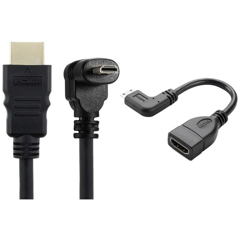 AFBEST 1 pcs 30cm 마이크로 HDMI 직각 남성-HDMI 남성 및 미니 HDMI-HDMI 케이블 90도, 검정