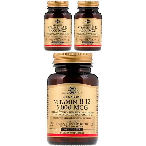 솔가 비타민 B12 5000mcg 너겟 비건, 3개, 60정