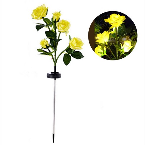 태양 LED 빛 야외 정원 장식 로즈 태양 조명 IP65 방수 랜 턴 안뜰 안뜰 통로 정원 정원 잔디, 6PCS_Yellow
