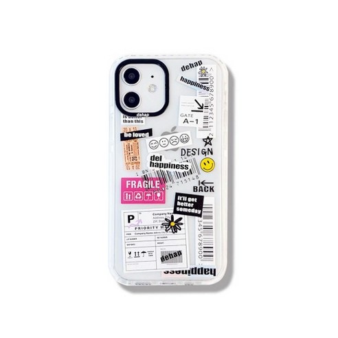 델해피니스 스마일 아이폰 13 12 pro max 갤럭시 커플 커스텀 바코드 특이한 범퍼 바코드 디자인 투명 실리콘 하드 케이스