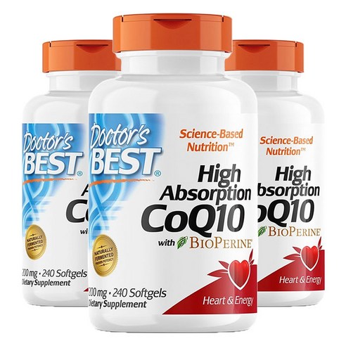 닥터스베스트 하이 앱솔션 CoQ10 200mg 바이오페린 소프트젤, 240정, 3개