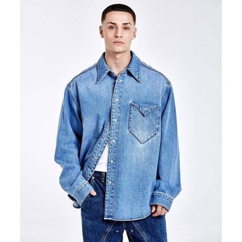 국내정품 오십일퍼센트 Triangle Denim shirt - Blue