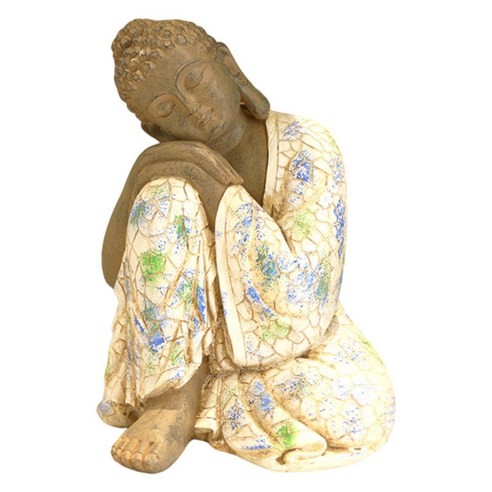 수지 잠자는 부처님 동상 창조적 인 공예 홈 정원 바탕 화면 장식 조각 선물 행운을 빕니다., 다색, 21x15x15cm