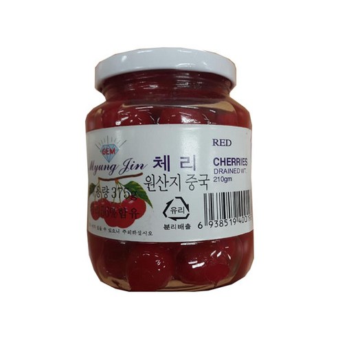 (무)명진레드체리꼭지無 375g, 3개