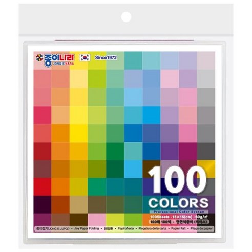종이나라 단면 색종이 100p + 케이스, 1세트, 100색