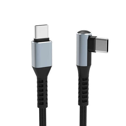 C타입-C타입 90도 커넥터 100W 고속 충전 케이블, 1개, 블랙, 120cm