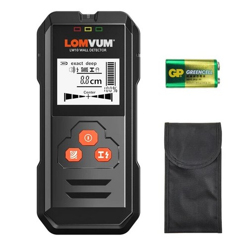 LOMVUM 금속 탐지기 백라이트 블랙 AC 목재 파인더 케이블 와이어 깊이 TrackerUndeground Sturs 벽 스캐너, [02] LW10 Battery, 02 With Battery