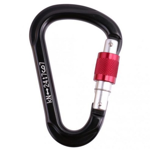 2x 24KN 암벽 등반 Rappelling 나사 잠금 Carabiner 안전 구조 장비, {"수건소재":"7075 항공 알루미늄"}, 블랙