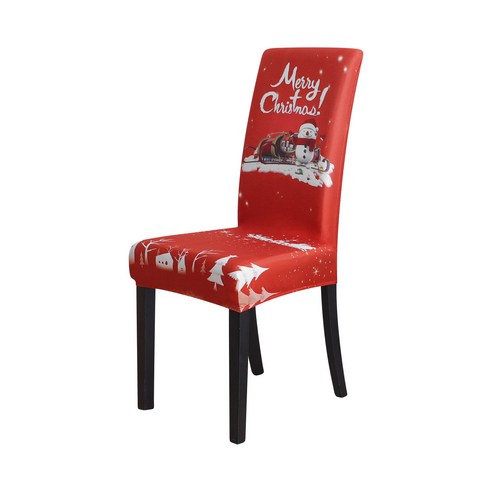 크리스마스 스판 장식 의자 커버 프린트 산타클로스 큰뿔 사슴 식사 디지털 의자 커버, 10#