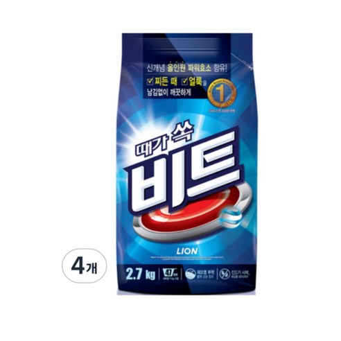 비트 일반용 분말세제 리필, 2.7kg, 4개