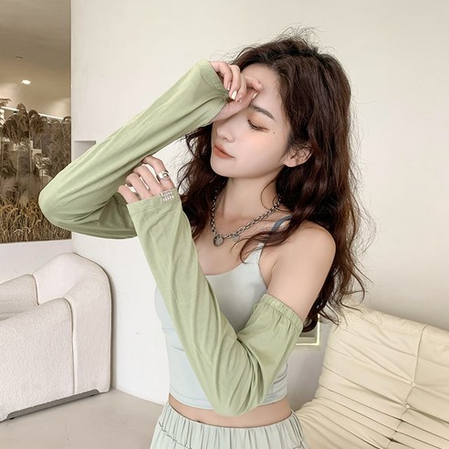 DFMEI 여름 느슨한 선스크린 얼음 실크 소매 숙녀 여름 그늘 얇은 팔 팔 보호대 소매, 색깔4
