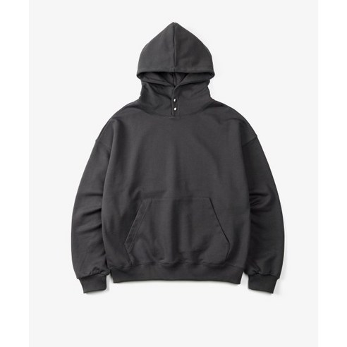 TOFFEE 토피 스웨트72시간만 넥 버튼 후드 스웻 셔츠 (CHARCOAL) NECK BUTTON HOOD SWEAT SHIRT (CHARCOAL)