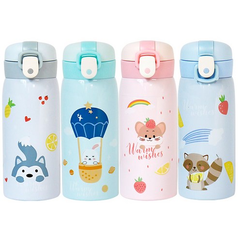키즈 애니멀 원터치 보온보냉병, 그레이 허스키, 350ml