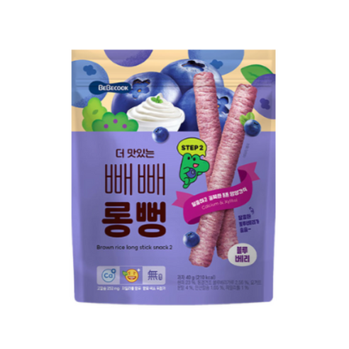 베베쿡 더 맛있는 빼빼롱뻥, 블루베리, 40g, 6개