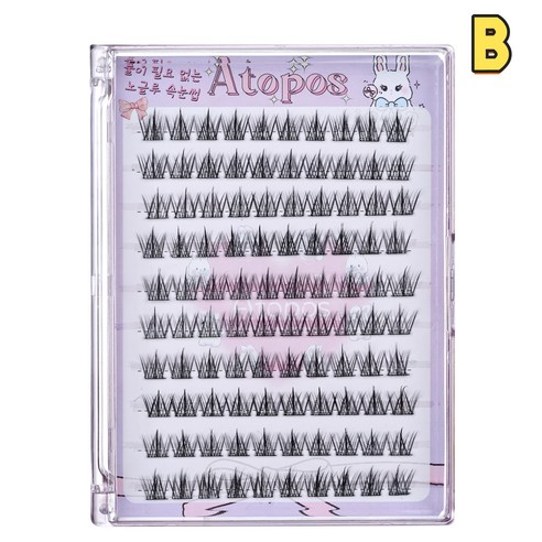 아토포스 노글루 가닥 인조 속눈썹 풀 필요없음 원터치 믹스 길이 10줄 대용량, A, 1개