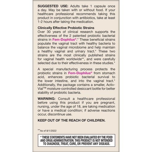 여성의 건강과 안녕을 위한 필수적인 재로우 우먼스 펨 도피러스 유산균 캡슐