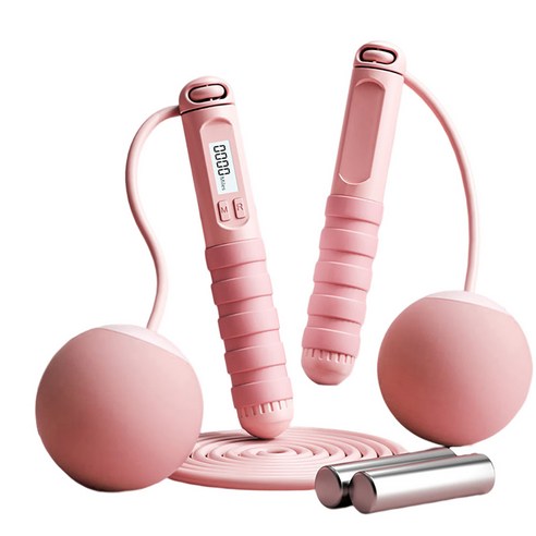 조엘리 중력바 포함 줄넘기 2in1 다이어트용, 핑크색, 1개