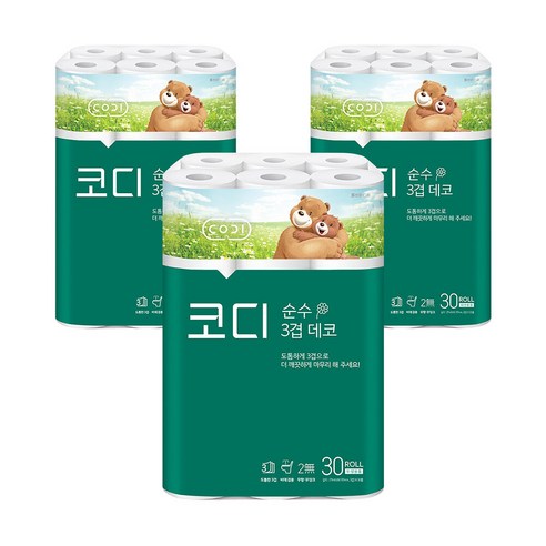 코디 순수 3겹 데코 27Mx30롤x3팩, 3팩, 30롤