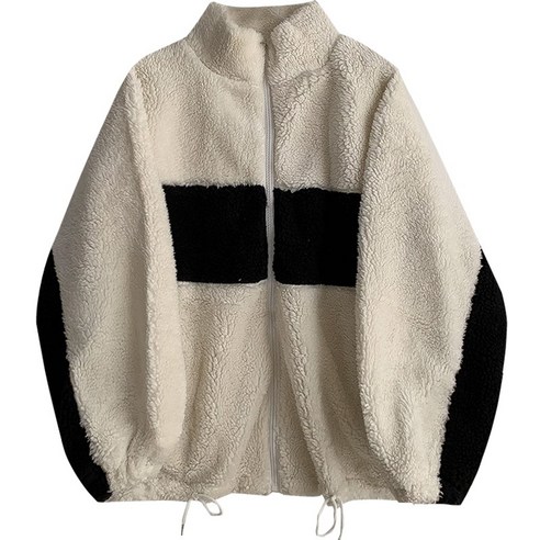 양고기 코트 대비 색 패션 서양식 스타일 겨울 새로운 작은 두꺼운 패션 코트