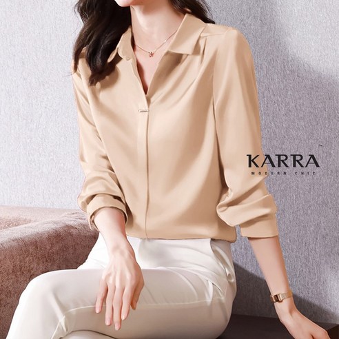 카라 KARRA 모던브이넥블라우스 A3F0422