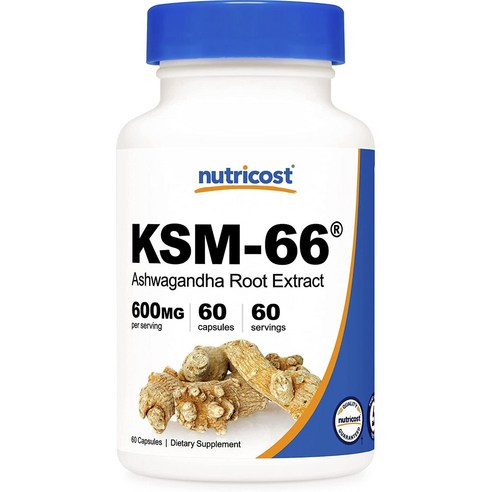 뉴트리코스트 KSM-66 아슈와간다 뿌리 추출물 600mg 캡슐, 60정, 1개